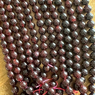 8.5mm Grade A Dark Natural Garnet Bead Strands