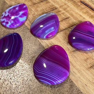 Striped Agate Drop Shaped Pendants - Drilled