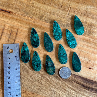 Malachite Teardrop Pendants - Drilled