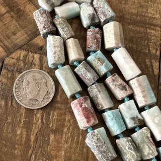 7-10mm Frosted Larimar Nugget Bead Strands