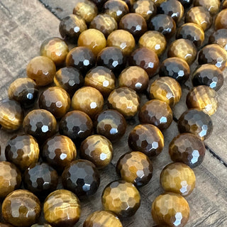 Grade A Faceted Tigers Eye Bead Strand - 6mm - 8mm