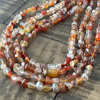 3-5mm Orange Carnelian Tumbled Stone Bead Strand - small