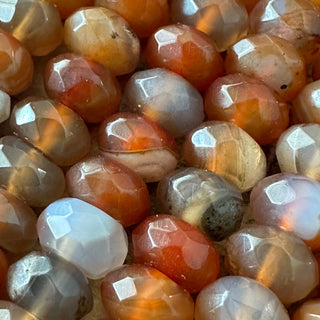 8mm Grade A Faceted Rondelle Orange Carnelian Bead Strand - Amazing Quality!