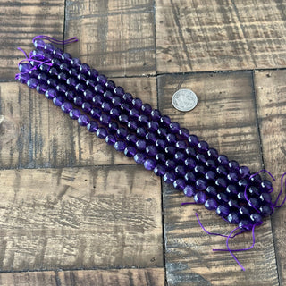 8mm Grade A Dark Faceted Amethyst Bead Strands - Half Strand - Amazing Quality