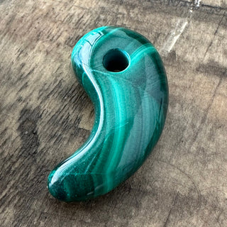 Grade A Malachite Magatama Pendant