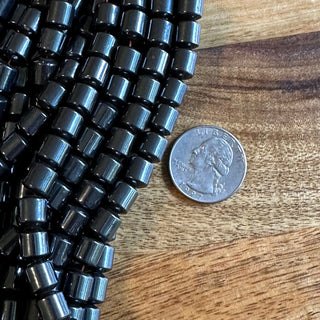 8mm Hematite Drum Bead Strand - Magnetic & Non-Magnetic