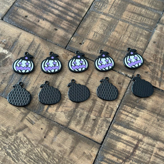 10pc Halloween Pumpkin Charms - Black - Purple - White