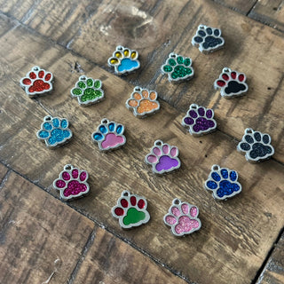 16mm Dog Paw Print Charms - Assorted Colors