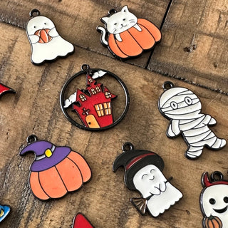 12pc Halloween Charm Set - Bracelets - Jewelry Making - Ghost - Ghoul - Pumpkin - Bats