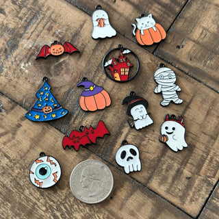 12pc Halloween Charm Set - Bracelets - Jewelry Making - Ghost - Ghoul - Pumpkin - Bats