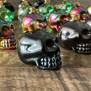 Halloween Skull Pendant - K9 Electroplated Glass