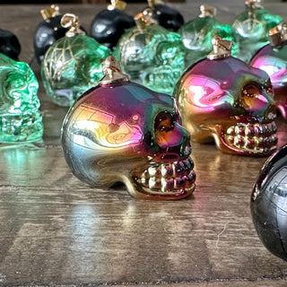 Halloween Skull Pendant - K9 Electroplated Glass