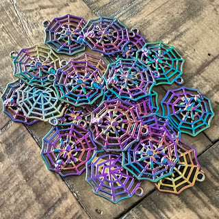 10pc Spider & Web Rainbow Pendant - Halloween