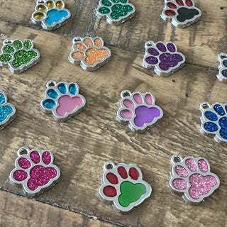 16mm Dog Paw Print Charms - Assorted Colors