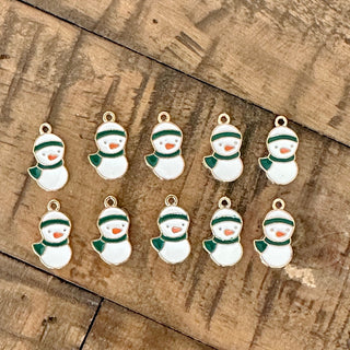 10pc Christmas Snowman Charms