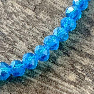 3mm Electroplated Faceted Rondelle Glass Bead Strands - Clear AB - Blue