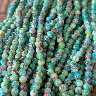 8mm Sea Green Painted Glass Beads